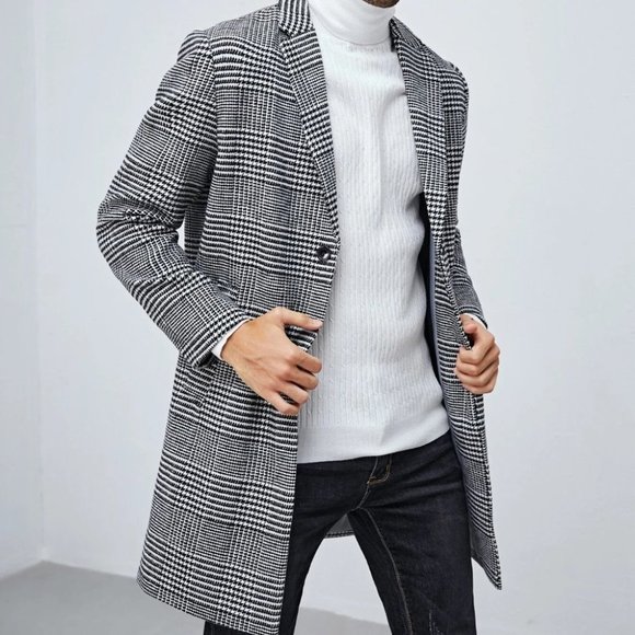 Other - Neck overcoat with houndstooth pattern lapel